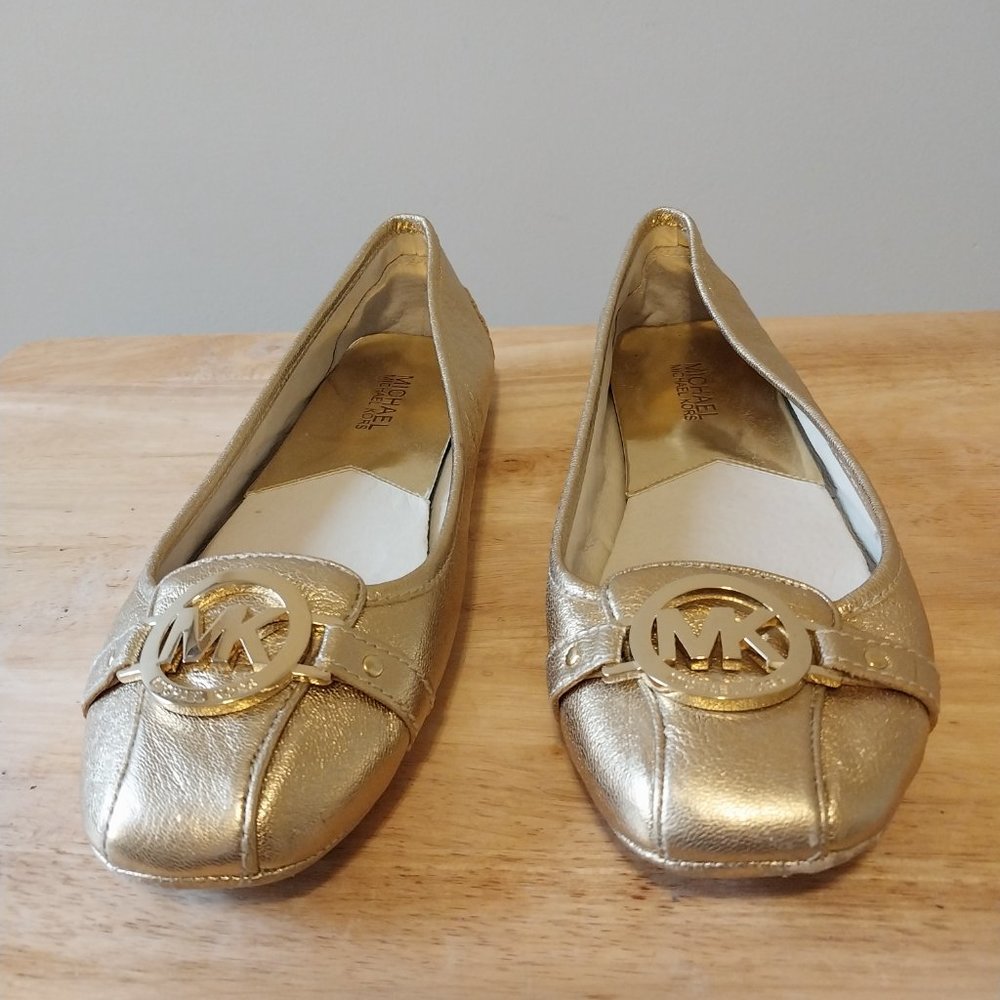 MK Metallic Leather Flats